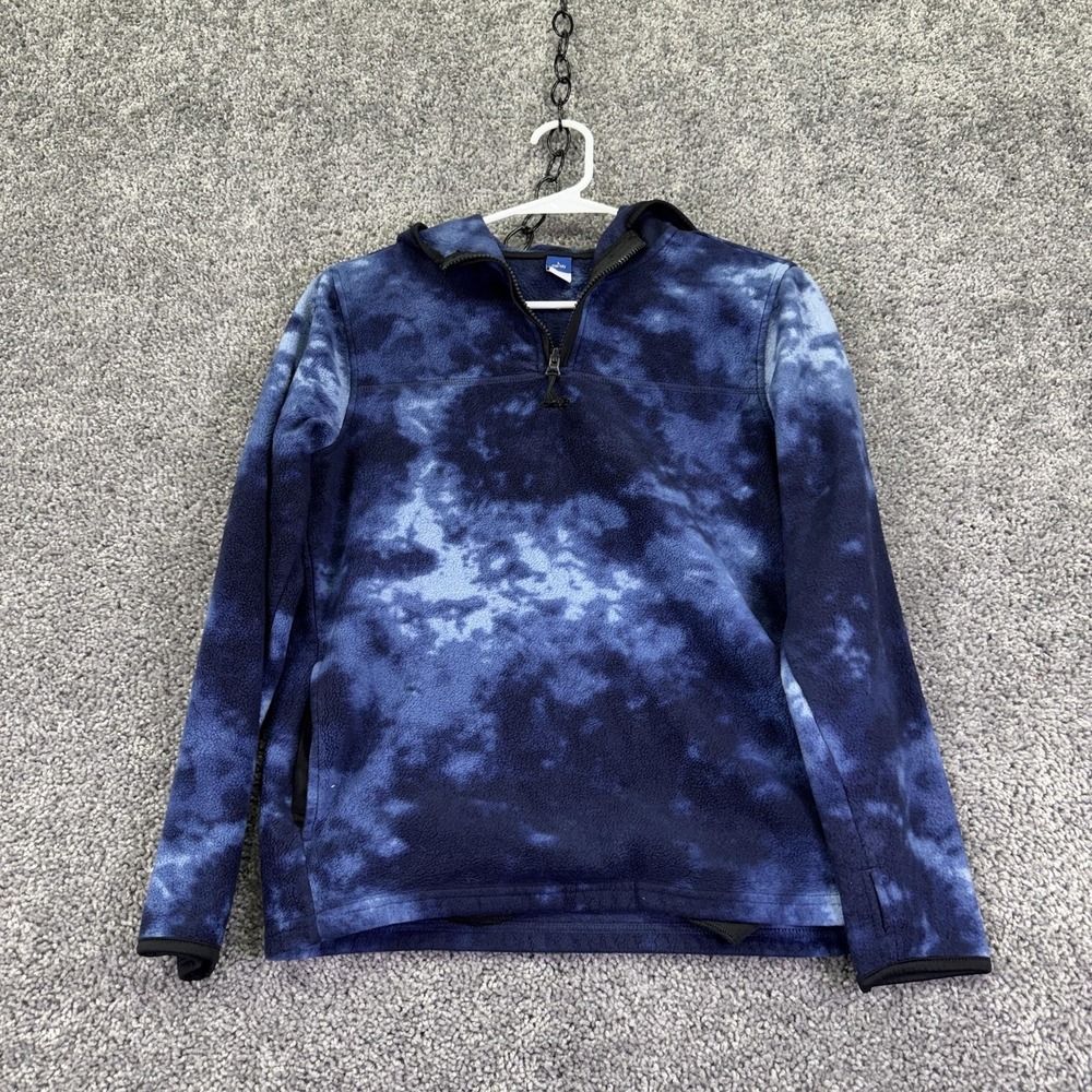 Old Navy Hoodie Kids L 10-12 Blue Tie Dye Fleece 1/4 Zip Mock Neck Pullover